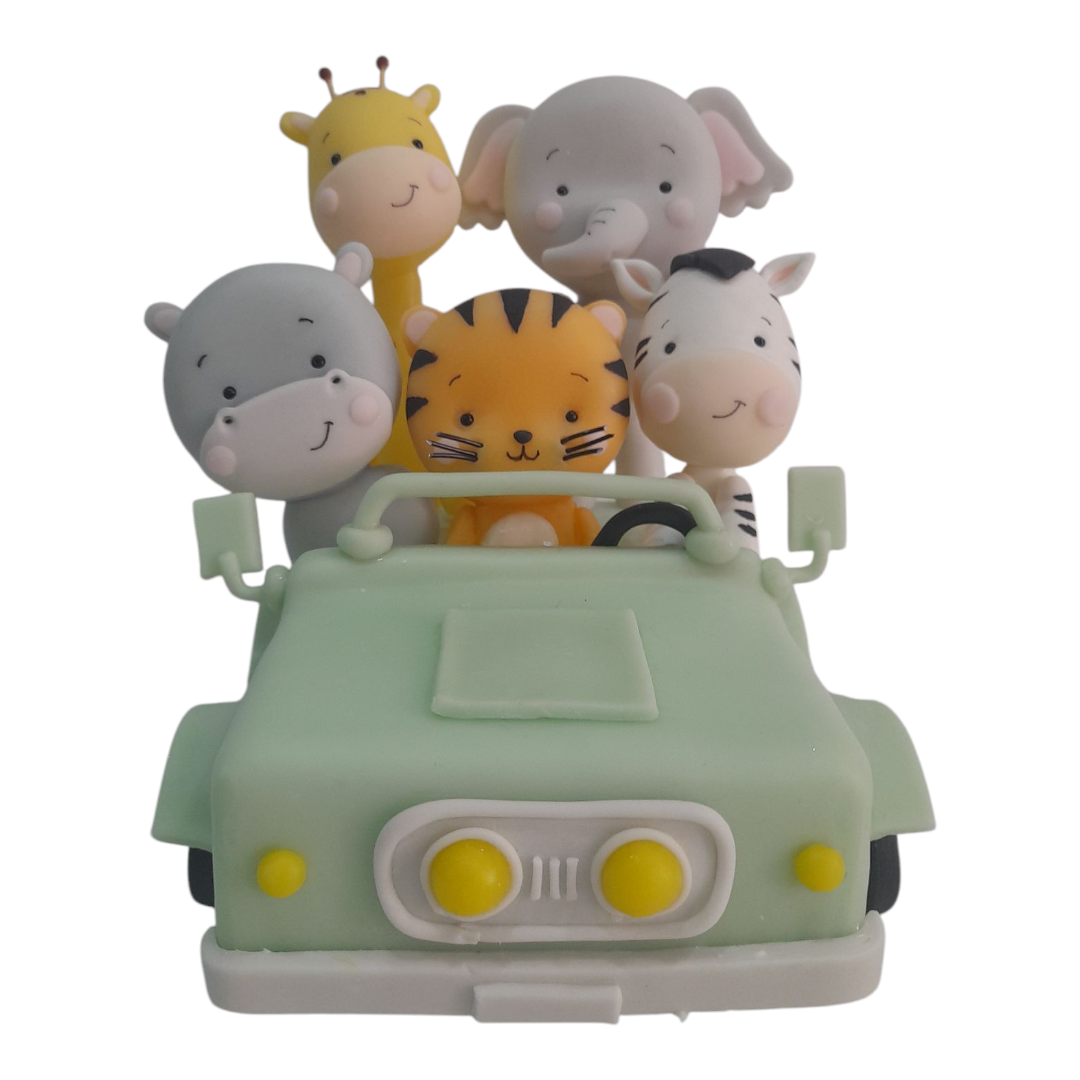 Adorno torta jeep animalitos