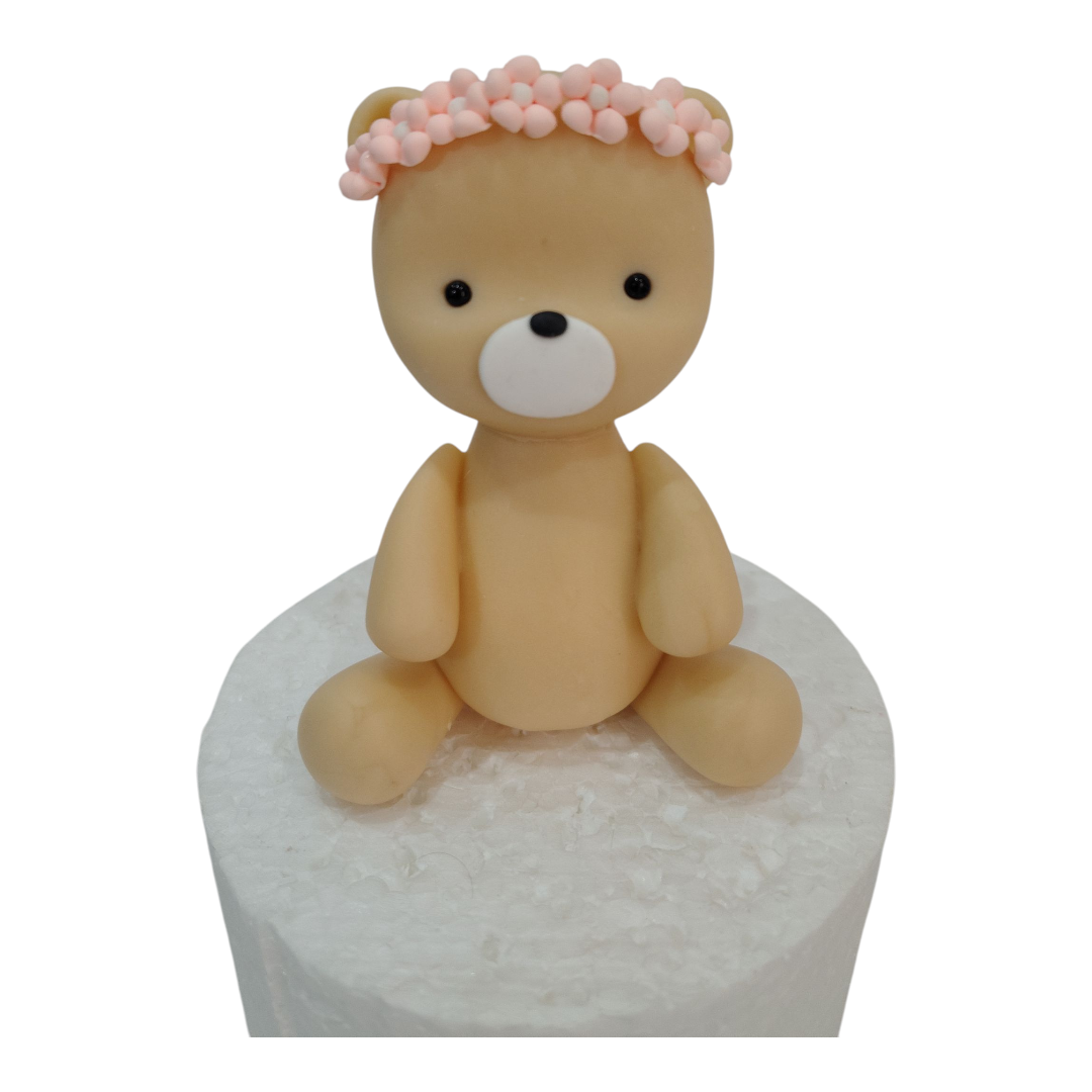Adorno torta osita corona flores - Imagen 4
