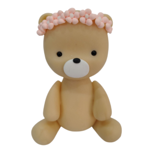 Adorno torta osita corona flores